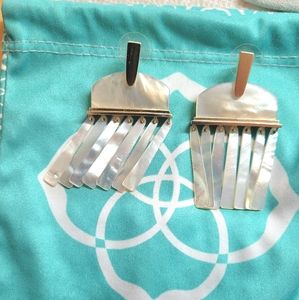 Kendra Scott mother of pearl gold statement earrings